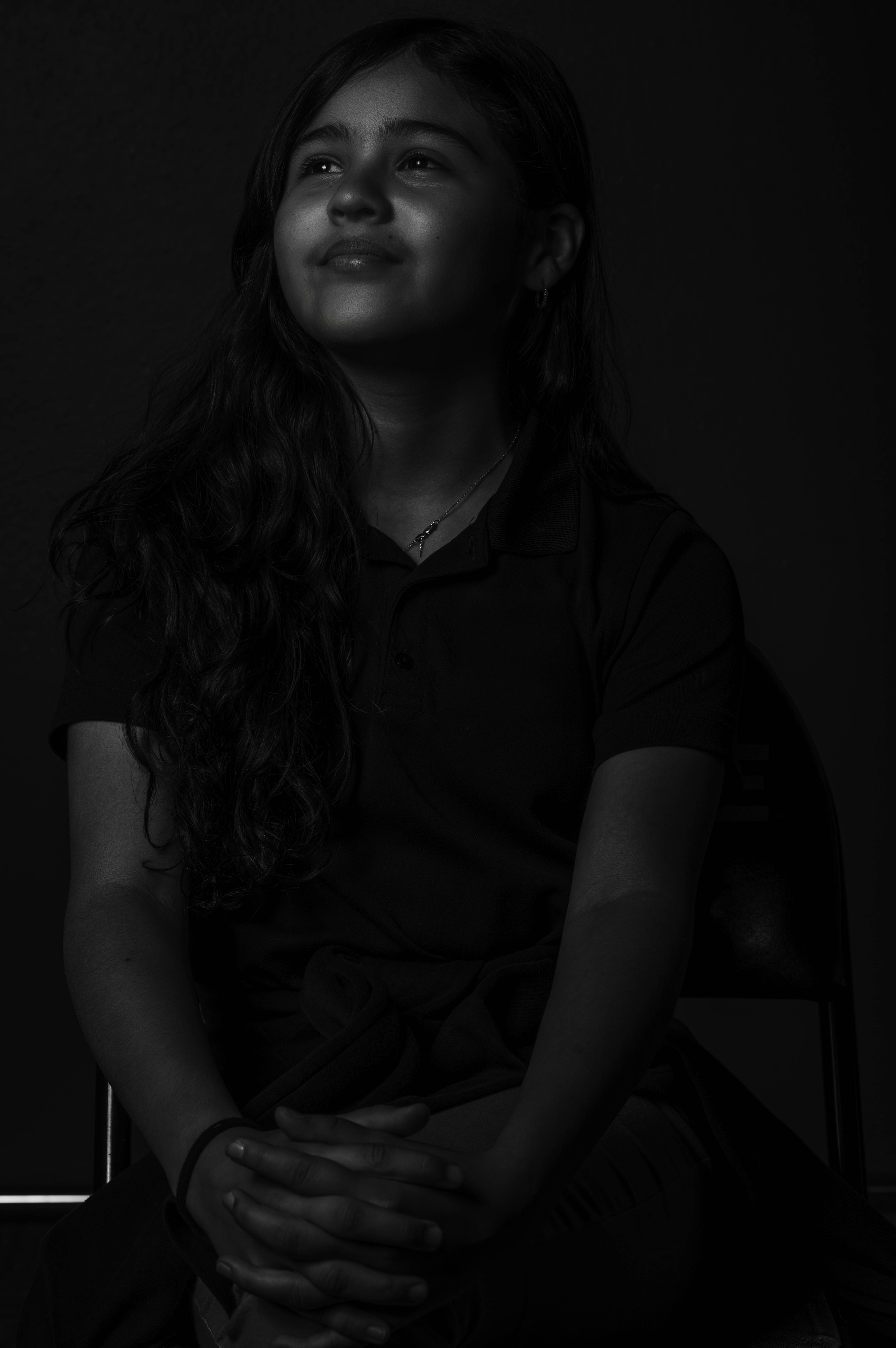 Black and white portrait during a studio session